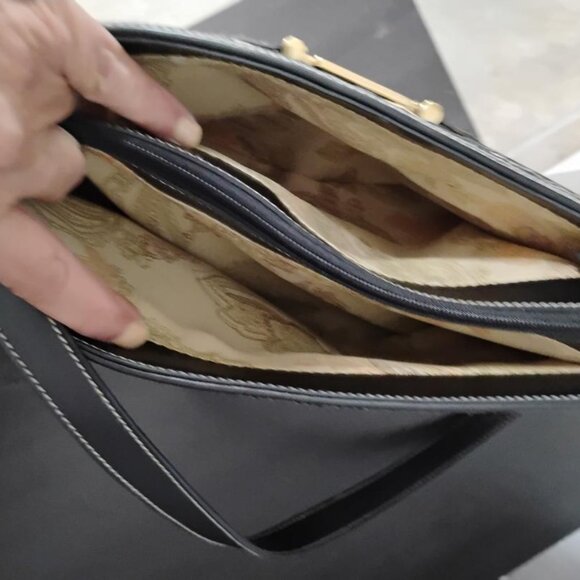 Etienne Aigner Handbag Jute Straw Woven with Black Accents - Picture 8 of 12